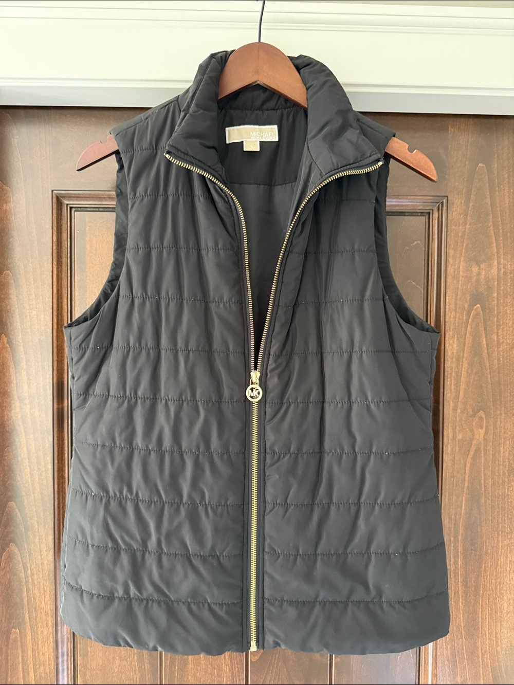 Michael Kors Quilted Black Puffer Vest with Gold Hardware